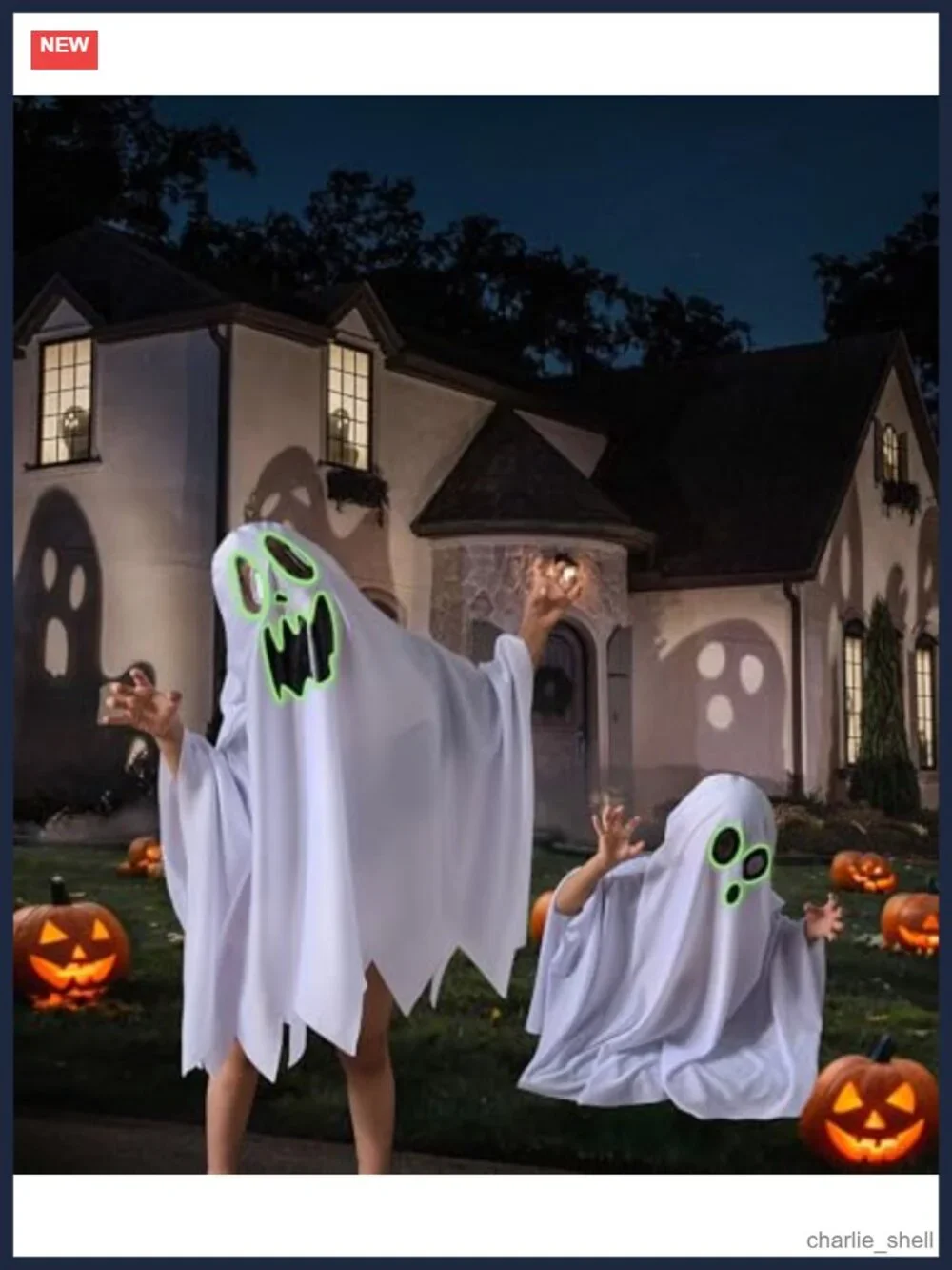 Kids Ghost Halloween Costume Glow in the Dark Cape Toddler Boys Girls